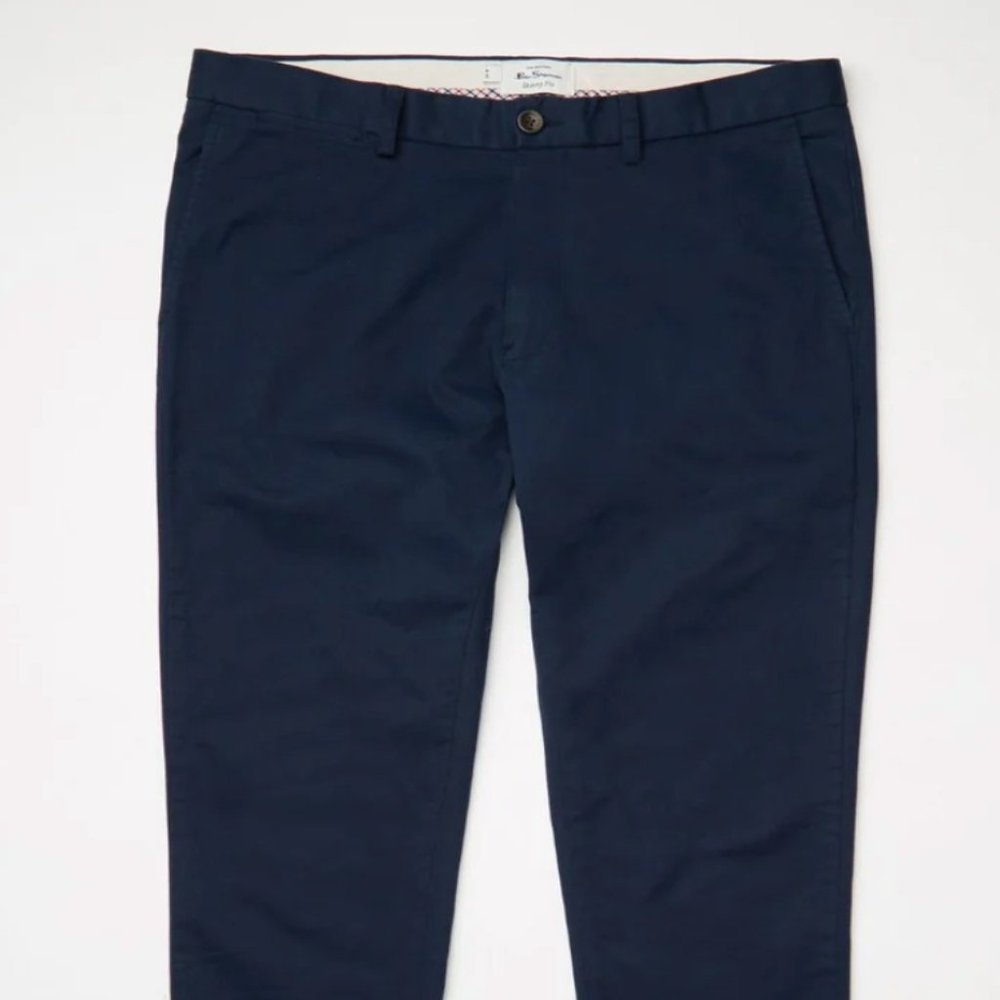 Ben Sherman Signature Slim Stretch Chino Pant - Dark Navy - 36R - New w/ Tags